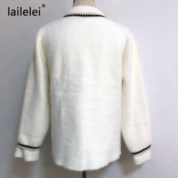 Yipinpay Twist Plait Chic Mink Cashmere Knitted Cardigan Autumn Elegant Ladies Soft Sweater Vintage Women Jacket Korean 2023 Tops